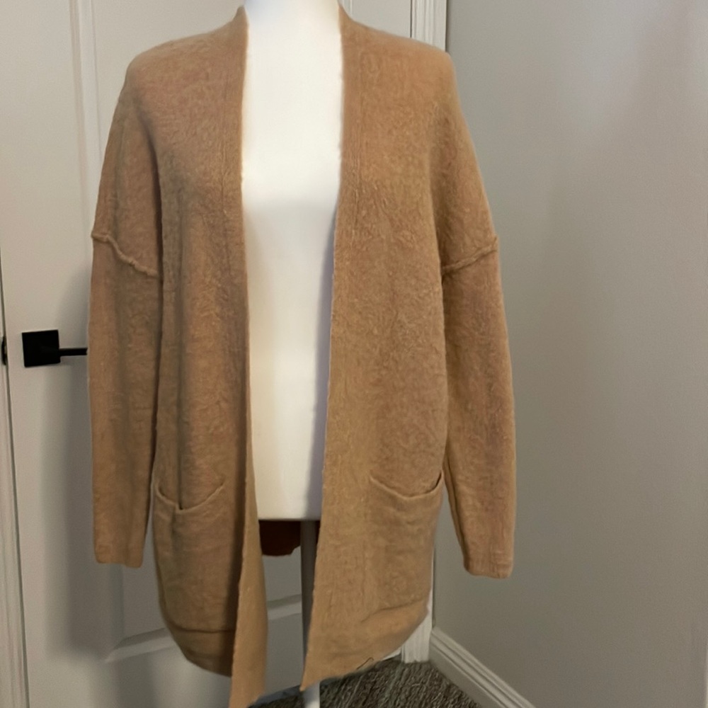 Free People Duster Cardigan, Camel, marled wool,  NEW, Size S